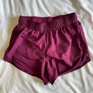 Athletic Works Women Dri Fit Running Shorts Purple Lined & Penny Mesh Detailing
